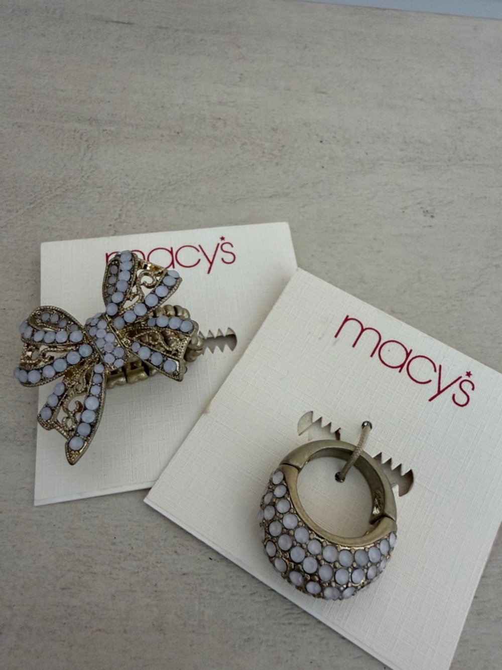 Macy's Gold-Tone White Pave OS Rings-2